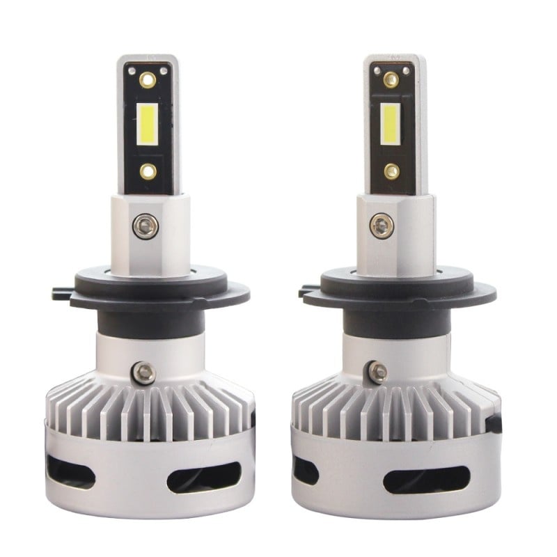 Set 2 LED-uri Auto Techstar® X7, H7, 60w, 6000 Lumeni, 6500K, AUTO, 12-24 Volti, CSP, Canbus, Miez Cupru, Radiator Aluminiu