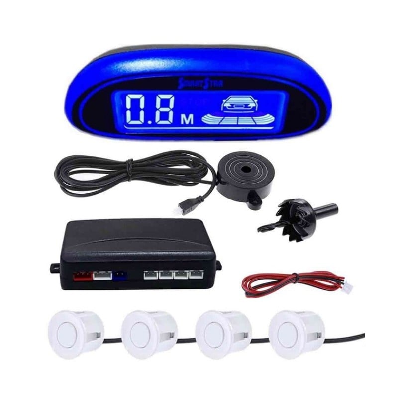 Set senzori Parcare auto Detector PARKTRONIC Display radar monitor 4 senzori ALB