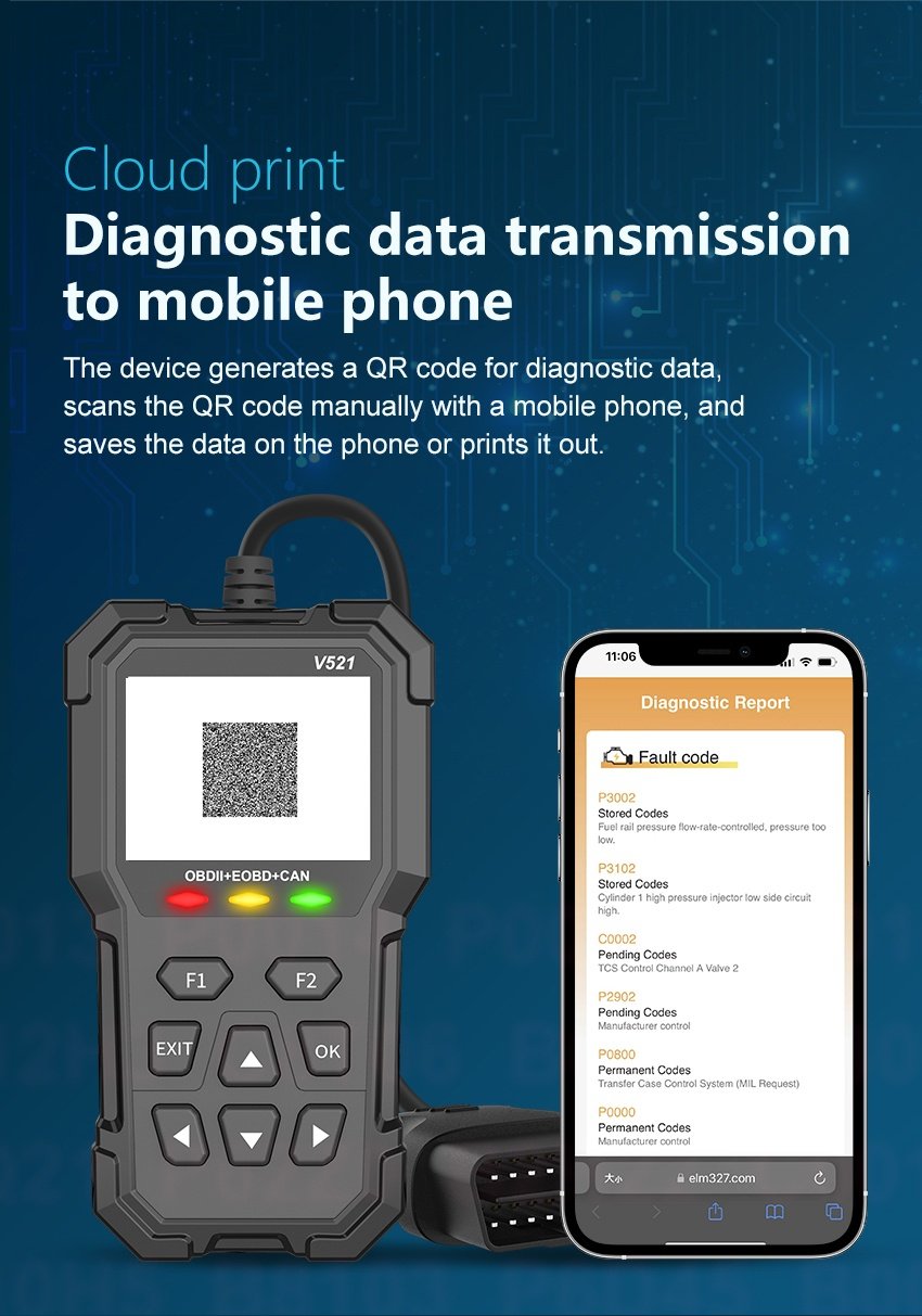 Tester Diagnoza Multimarca Techstar V521, Scanner OBD2 EOBD CAN, Citeste peste 4000 coduri eroare, ARM 32-bit Cortex-M3 - 1 | YEO