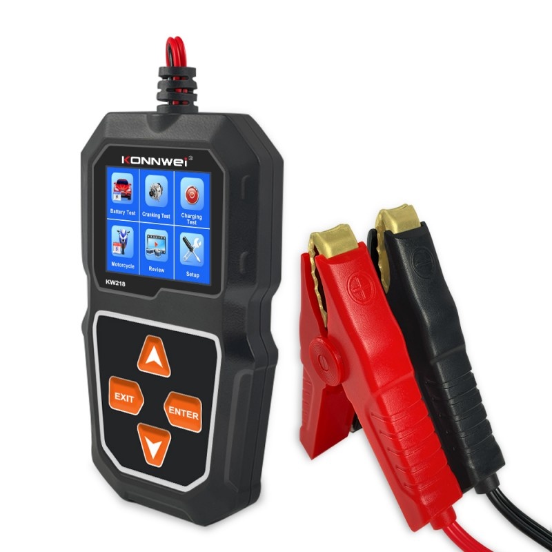 Tester Profesional Pentru Baterii Auto, Konnwei KW218, 6V - 12V, Display 2,4 Inch, Graficul Tensiunii, 100-2000 CCA, Test De Incarcare si Pornire, Test Alternator, Compatibil Cu Motociclete si Autoturisme, Negru - 1 | YEO