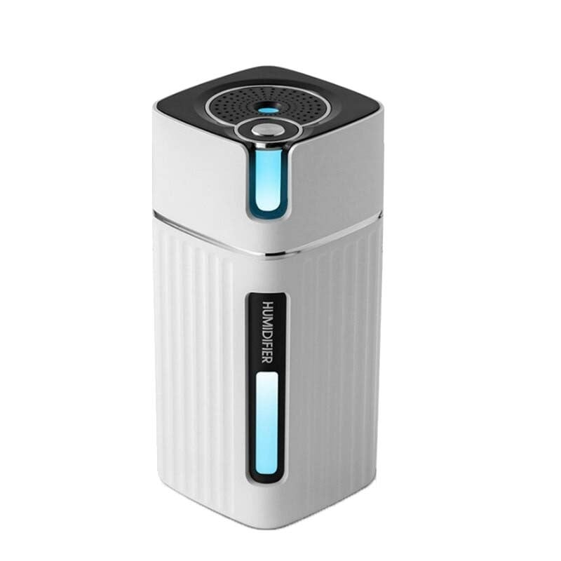 Umidificator Ultrasonic Techstar® TechCube, Purificator, Iluminare LED RGB, Aromaterapie, Pentru Casa, Birou, Rezervor 300ml, Alb