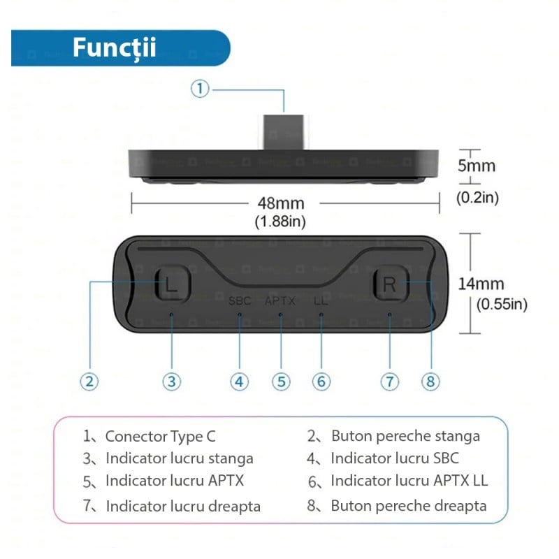 Adaptor audio Techstar® pentru consola de jocuri, Bluetooth 5.0, Casti portabile, Compatibil cu PS4, Nintendo Switch, PC si MAC, USB Type-C, Negru - 2 | YEO