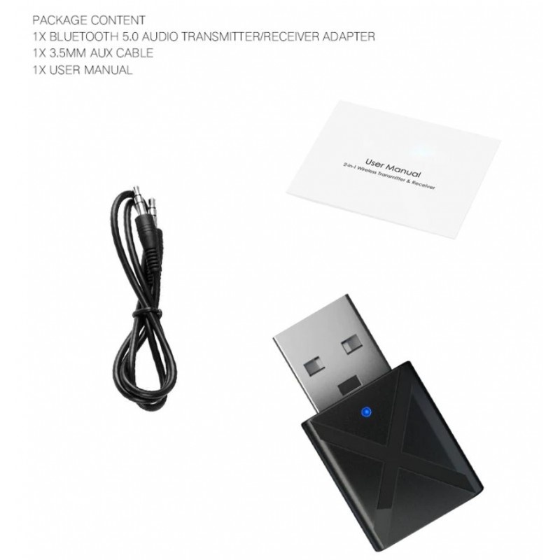 Adaptor Transmitator si Receptor Audio Techstar® Mini, Bluetooth 5.0 si 3.5mm Aux, Stereo, Wireless, pentru Auto sau TV - 2 | YEO