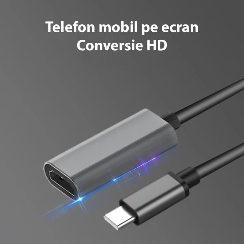 Adaptor Video USB-C La HDMI Techstar® ZFZST30, 4K Ultra HD, Compatibil Monitor, Computer, Tableta, Gri - 3 | YEO