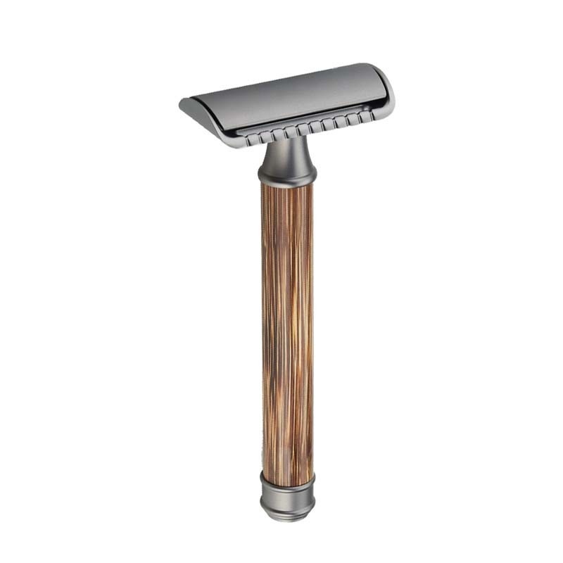 Aparat de ras Classic Safety Razor Techstar® SR12, Aliaj de Zinc, Cu Lame De Rezerva, Reutilizabil, Ecologic, Negru