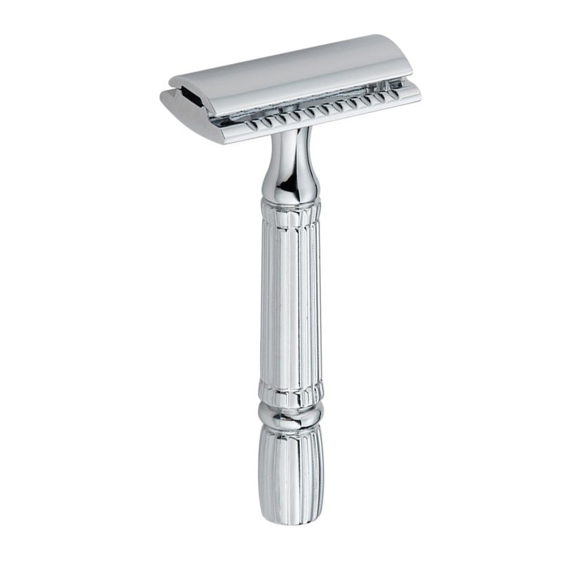 Aparat de ras Classic Safety Razor Techstar® SR8, Aliaj de Zinc, Cu Lame De Rezerva, Reutilizabil, Ecologic, Argintiu