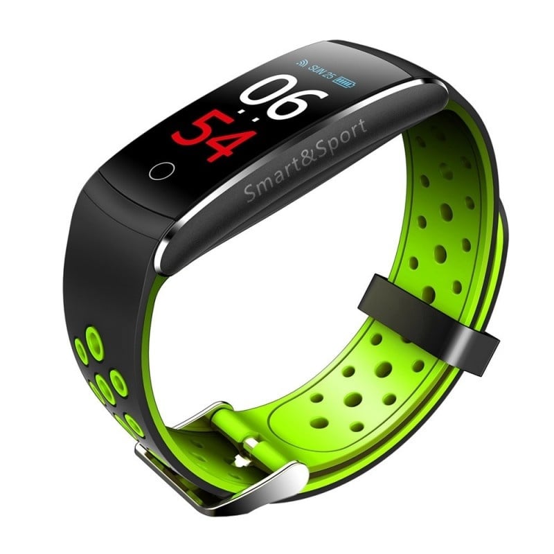 Bratara Fitness Techstar® Q8S Verde, 0.96 inch IPS, Alerte, Monitorizare Cardiaca, Tensiune, Oxigenare, Bluetooth 4.0 - 1 | YEO