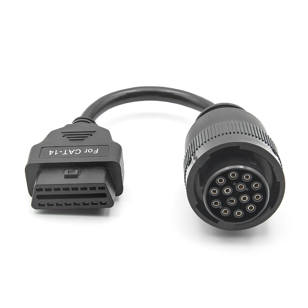 Cablu adaptor Catterpillar CAT-14 pin Deutsch femela → OBD-II 16 pin femela pentru utilaje grele, excavatoare, generatoare si incarcatoare - 1 | YEO