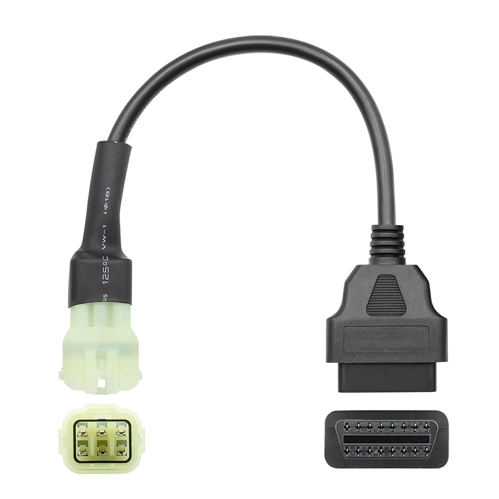 Cablu Adaptor Motociclete KTM, 6-pin, verde, femela catre OBD-II 16-pin femela, pentru diagnoza ECU cu TuneECU