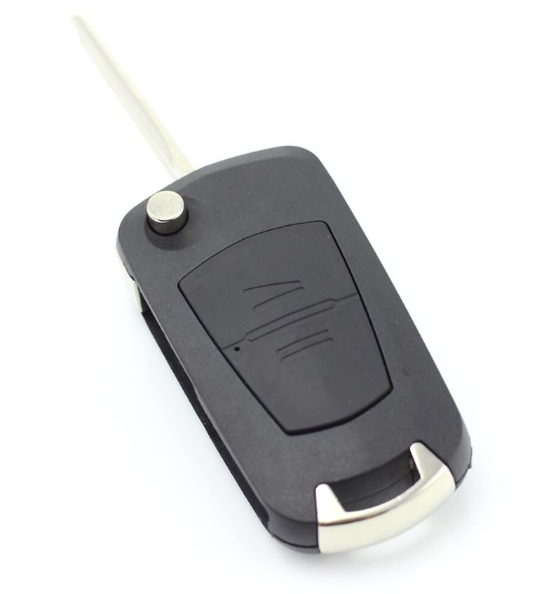 Carcasa cheie auto Techstar, compatibila Opel Astra, Corsa, Vectra, Meriva, tip briceag, cu 2 butoane, lama pe stanga, culoare neagra