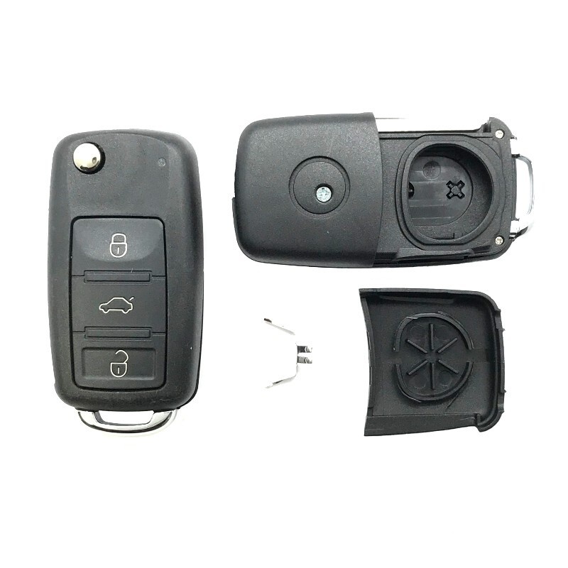Carcasa cheie auto Techstar tip briceag cu 3 butoane pentru Volkswagen – model pliabil, carcasa nedetasabila - 1 | YEO
