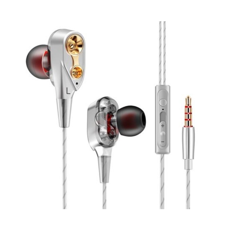 Casti cu fir Techstar® Roreta Albe, Dual Drive, Microfon, Extra Bass, In ear, 3.5mm, Remote - 1 | YEO