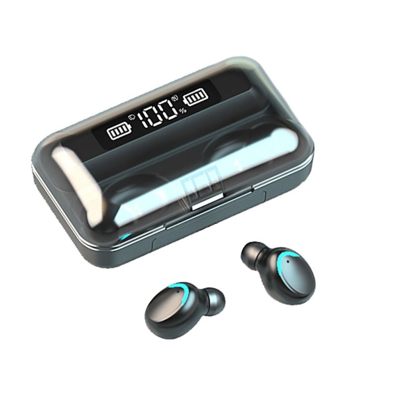 Casti F9 Smart Techstar®, Wireless, Bluetooth V5.0, SplashResistent, Touch, iOS, 1200mAh, Android, Negru