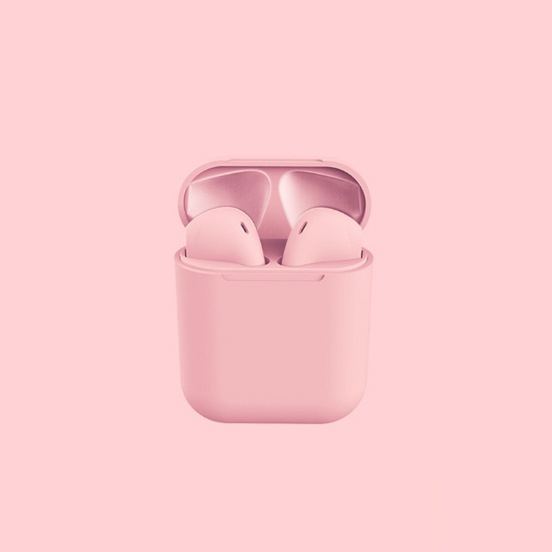 Poze Casti Wireless Techstar® TWS i12 Macaron, Touch, Cu Functie Apelare, Control Muzica, Dock Incarcare, Android/ IOS, Roz