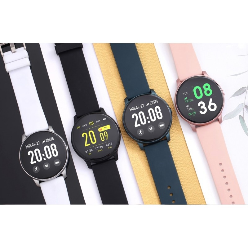 Ceas Smartwatch Techstar® KW19 Alb, 1.3 inch HD Rotund, Monitorizare Cardiaca, Tensiune. Oxigenare, Bluetooth 4.0 - 1 | YEO