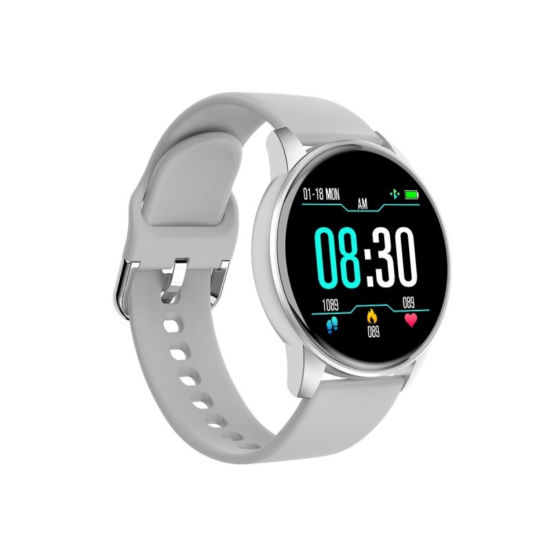 Ceas Smartwatch Techstar® ZL1, 1.30 inch IPS, Bluetooth 4.0, Monitorizare Puls, Tensiune, Alerte Sedentarism, Hidratare, Oximetru, Alb