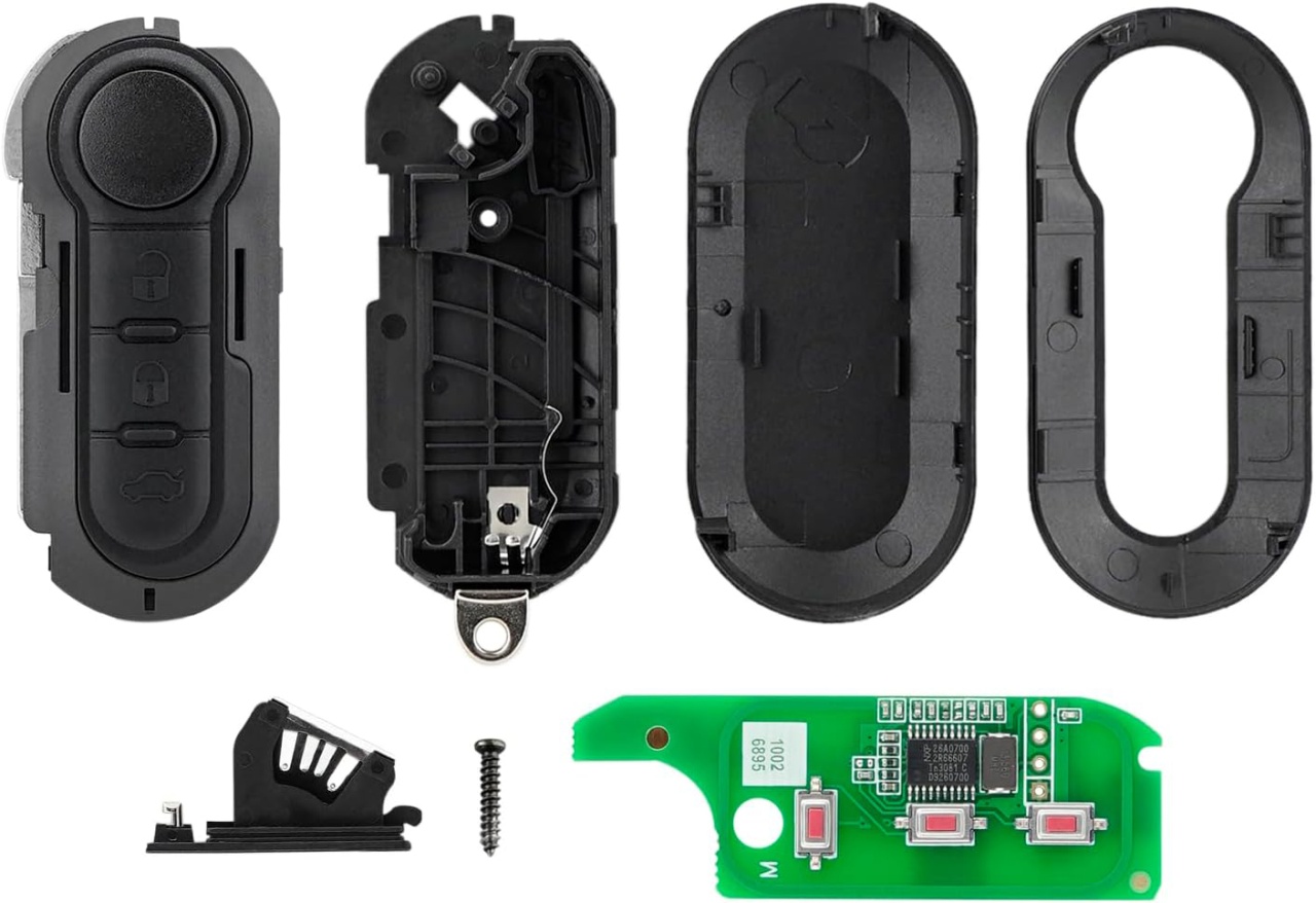 Cheie Auto Completa Programabila 433MHz, 3 butoane, cip ID46, compatibila Fiat 500L, Ducato, Bravo, Iveco Daily, Peugeot Boxer – sistem Marelli – cu electronica si lama - 1 | YEO