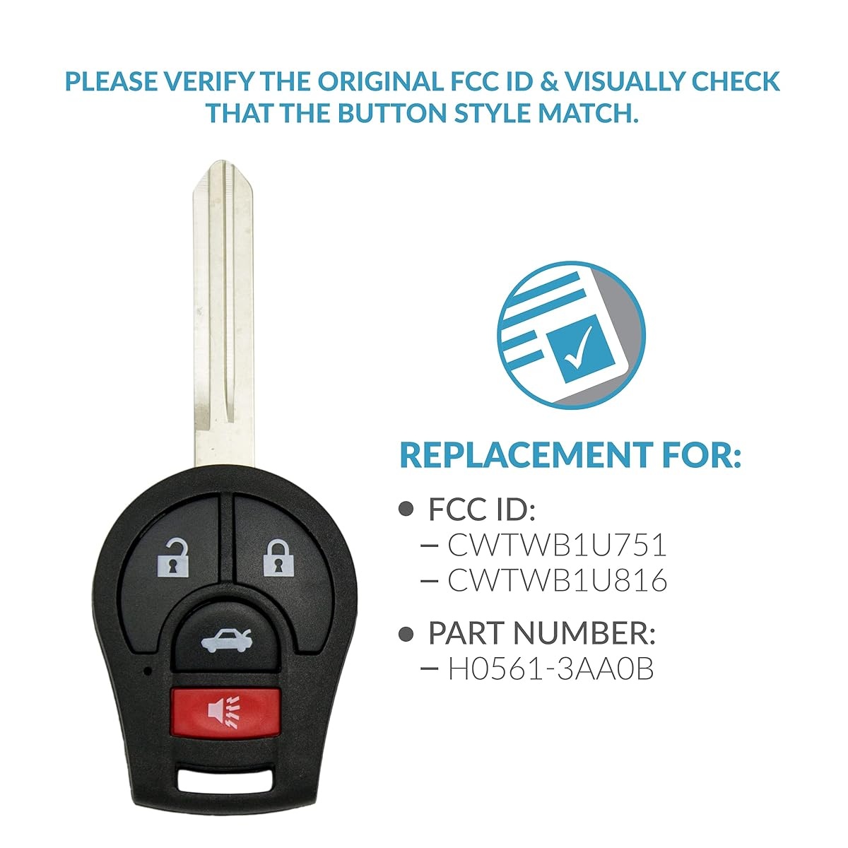 Cheie Auto Programabila Completa 3+1 butoane, Compatibila Nissan X-Trail, Senta, Versa, Altima, Infiniti FX35, 45 – cip ID46, 433Mhz, FCCID CWTWB1U751 / CWTWB1U816 - 3 | YEO