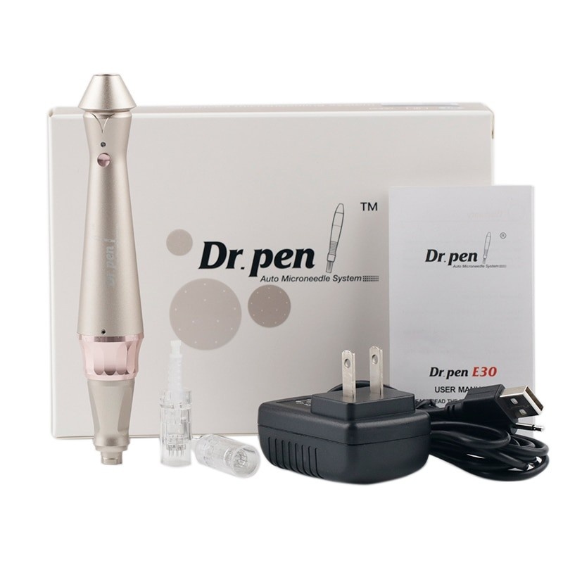 DermaPen Techstar® Dr Pen E30, 2 Capete de Rezerva, Ace Otel Inoxidabil, Corp Aliaj, Ergonomic, Regenerare Piele, Lifting, Viteza Reglabila, 5 Viteze, Roz