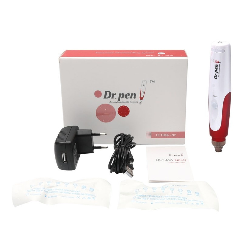 Poze DermaPen Techstar® Dr Pen N2W, 2 Capete de Rezerva, Ace Otel Inoxidabil, Corp Plastic, Ergonomic, Regenerare Piele, Lifting, Viteza Reglabila, 5 Viteze, Alb-Rosu