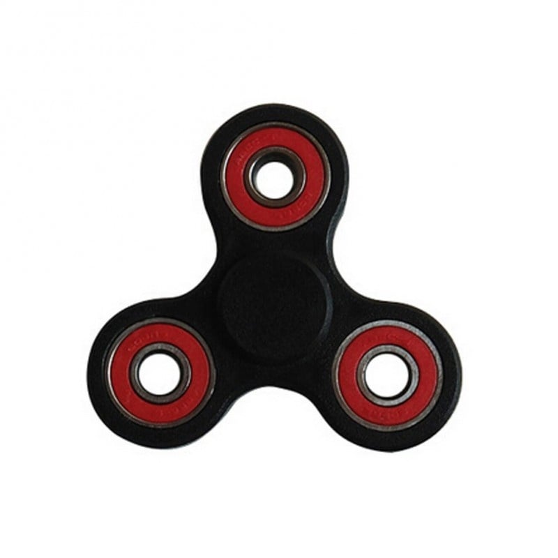 Fidget Spinner Metalic din Aluminiu Negru cu Role Rosii - 2 | YEO