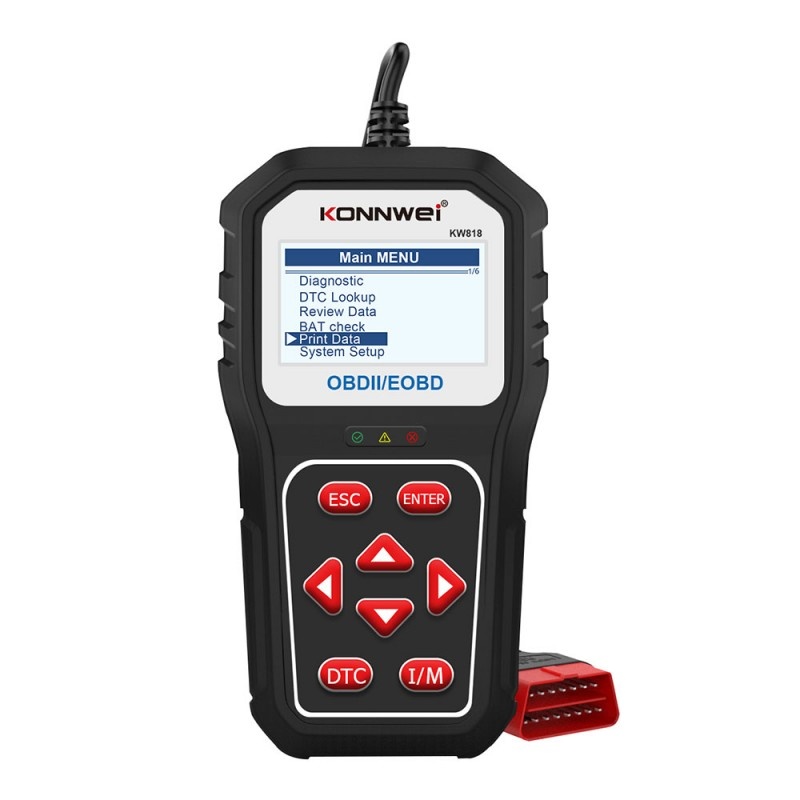 Instrument de scanare si diagnosticare auto, KONNWEI KW818, OBD2/EOBD, Display 2.8 inch, citirea și ștergerea codurilor de eroare a motorului, vizualizarea pregătirii I/M, preluarea informațiilor autovehiculului, testul senzorului O2