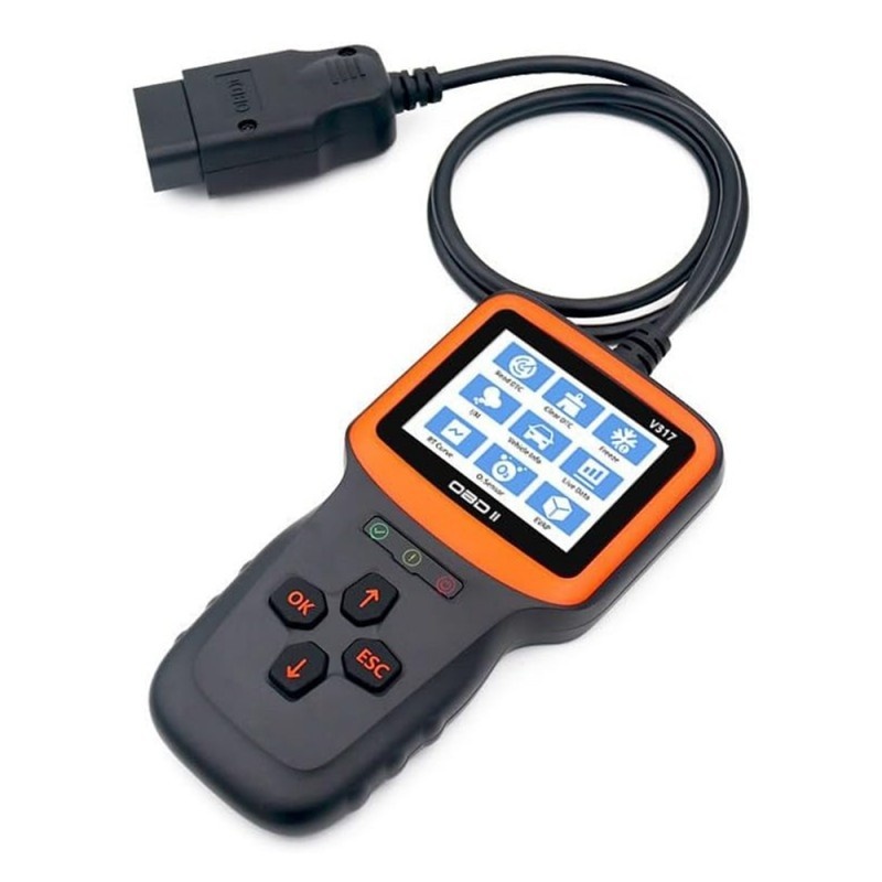 Instrument De Scanare Si Diagnosticare Auto Techstar® V317, Display 2.8 inch, Citire si stergere coduri eroare motor, Diagnosticare CAN, Compatibil OBD II si EOBD, Negru/Orange - 2 | YEO