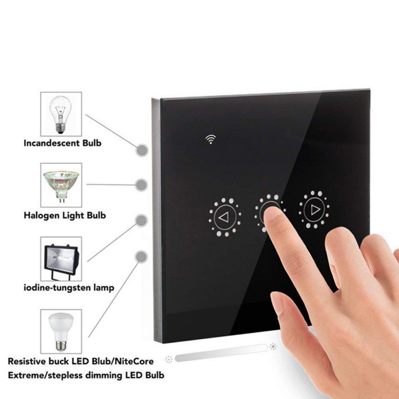 Intrerupator Smart Touch Techstar®, Wireless 2.4GHz, Dimmer, Sticla Securizata, Design Modern, Iluminare LED, 1 Faza, cu NUL, Alb - 2 | YEO