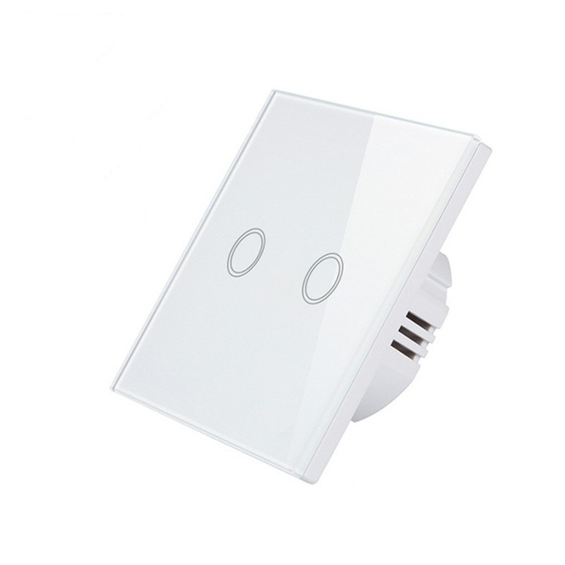 Intrerupator Smart Touch Techstar®, Wireless 2.4GHz, Sticla Securizata, Design Modern, Iluminare LED, 2 Faze, Alb