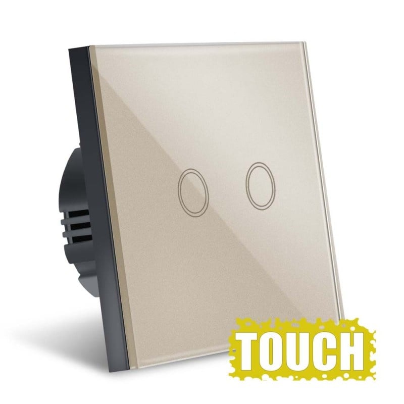 Intrerupator Touch Techstar®, Sticla Securizata, Design Modern, Iluminare LED, 2 Faze, Gold - 3 | YEO