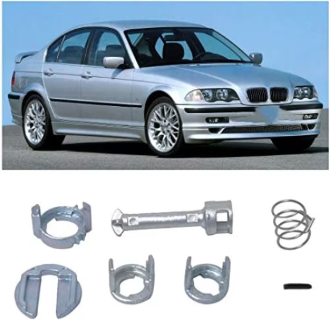 Kit reparatie incuietoare yala usa auto Techstar compatibil BMW Seria 3 E46 1998-2005, fata stanga sau dreapta, 7 piese, metal argintiu - 1 | YEO