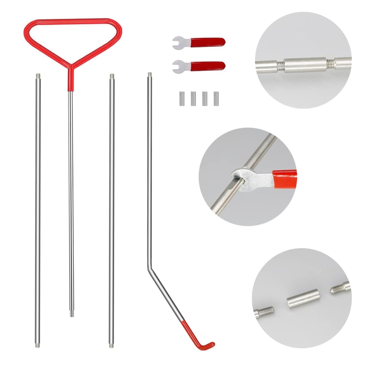 Kit tija deschidere usi auto 170 cm – Set 10 piese, otel inox, maner ergonomic, extensibil pe segmente, cu scule demontare panouri incluse - 1 | YEO