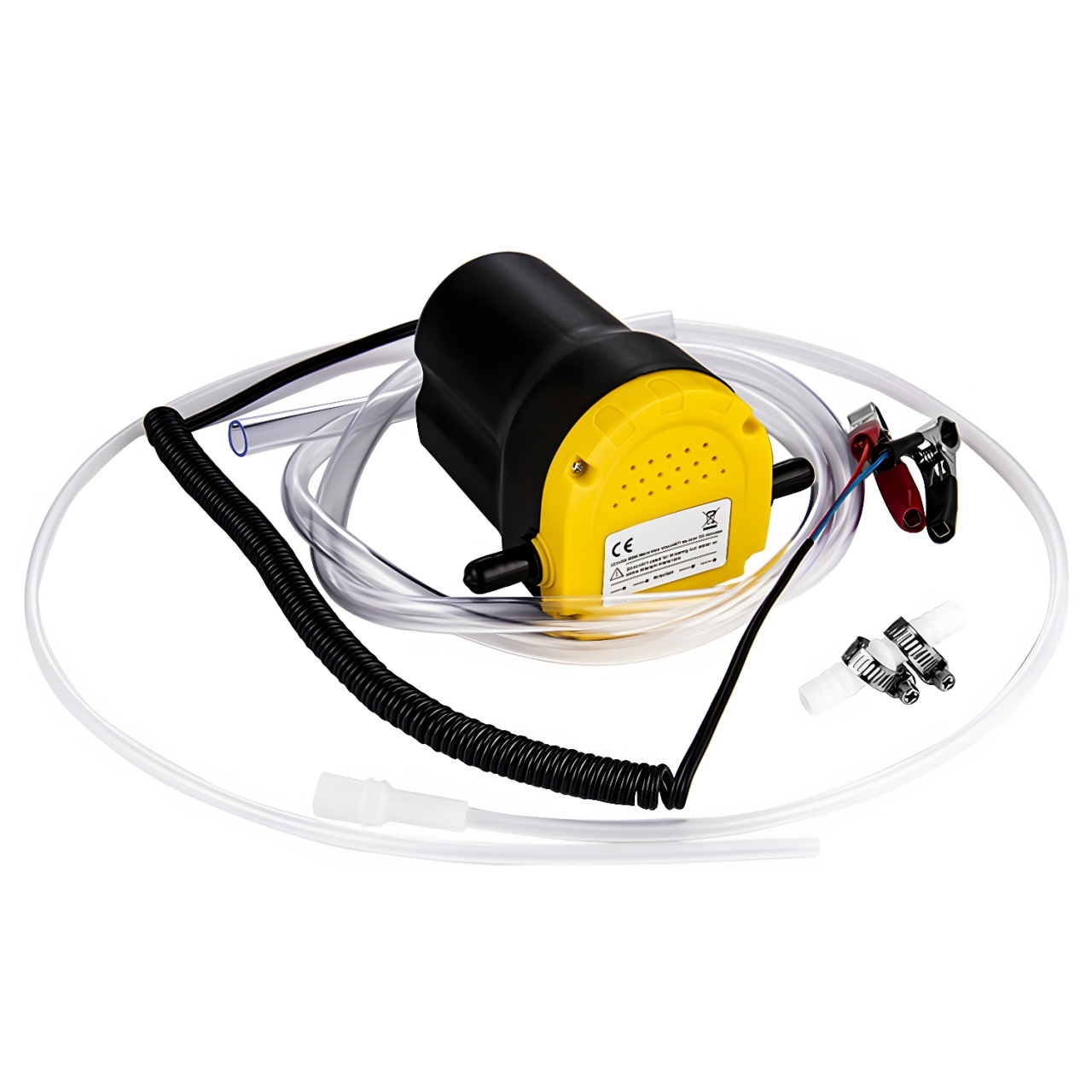 Pompa transfer motorina Techstar 12V, 45L/min, cu bypass, autoamorsanta, pompa electrica alimentare motorina cu cleme și furtune incluse