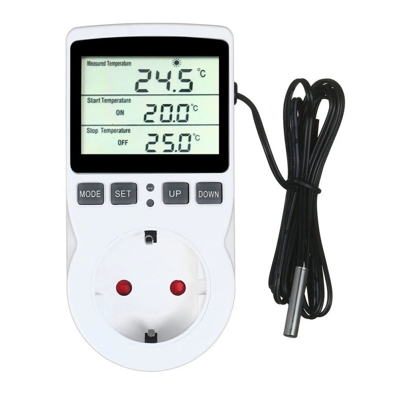 Priza Programabila Techstar® KT3100, Digital Timer, Priza Intrerupator, 230V, 16A, Programabila Timp/Temperatura, Termostat, Senzor Temperatura (1.7m) - 3 | YEO