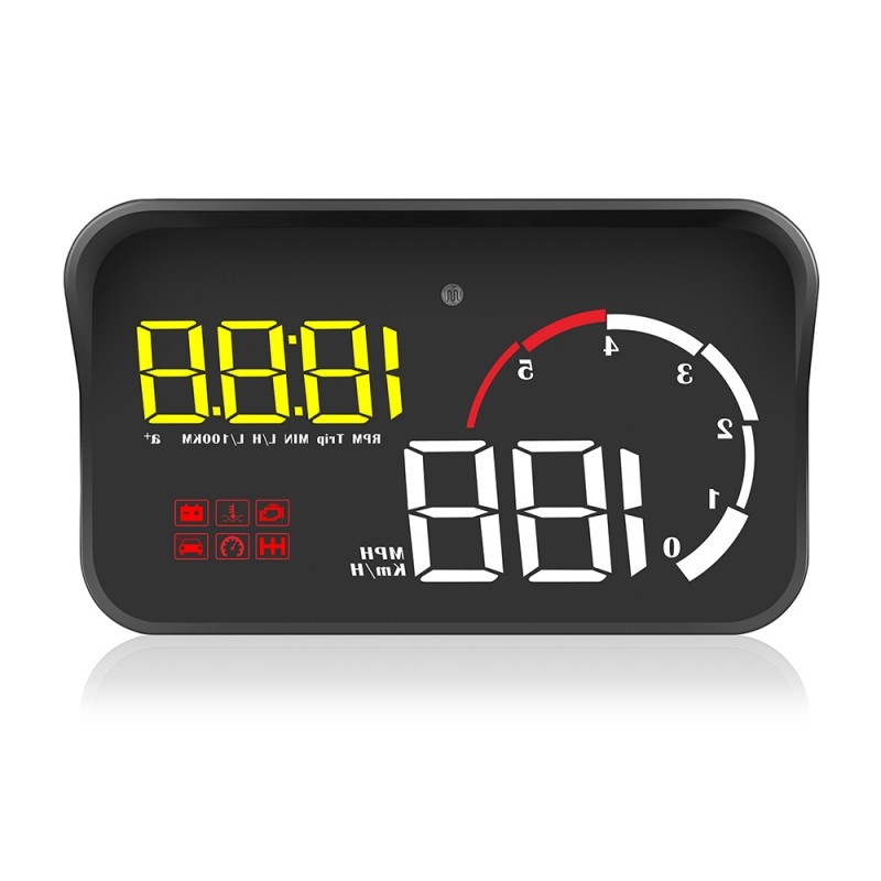 Proiector informatii de bord pe parbriz, Head Up Display Techstar® OBD II, M10, display 3,5 inch, proiectie afisaj bord pe parbriz, turatia, viteza, temperatura apei, kilometrajul