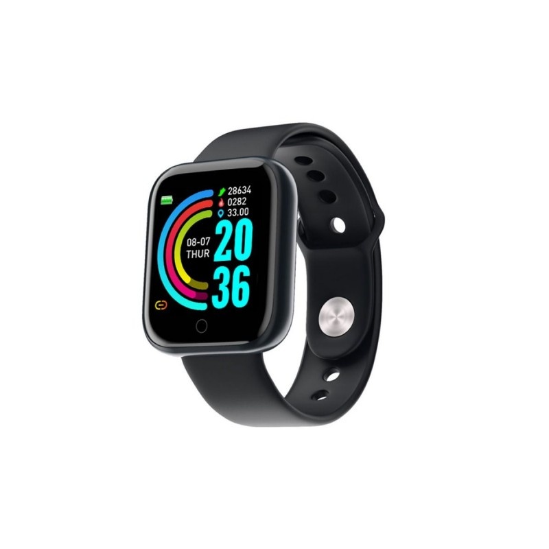 Poze Resigilat Ceas Smartwatch Techstar® Y68, 1.30 inch IPS, Bluetooth 4.0, Monitorizare Puls, Tensiune, Alerte Sedentarism, Hidratare, Negru