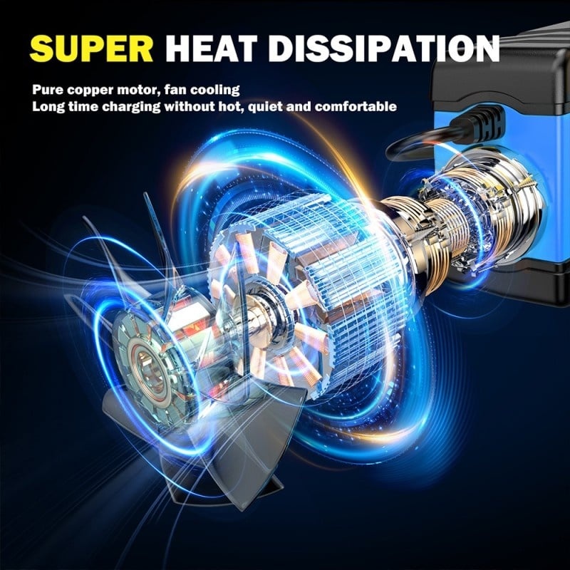 Resigilat Incarcator Baterie Auto Cu Microprocesor Foxsur B0228-L, 12/24V, 4/8A, Display LCD, Functie De Reparare Cu Puls, 170x98x58mm, Albastru - imagine 15