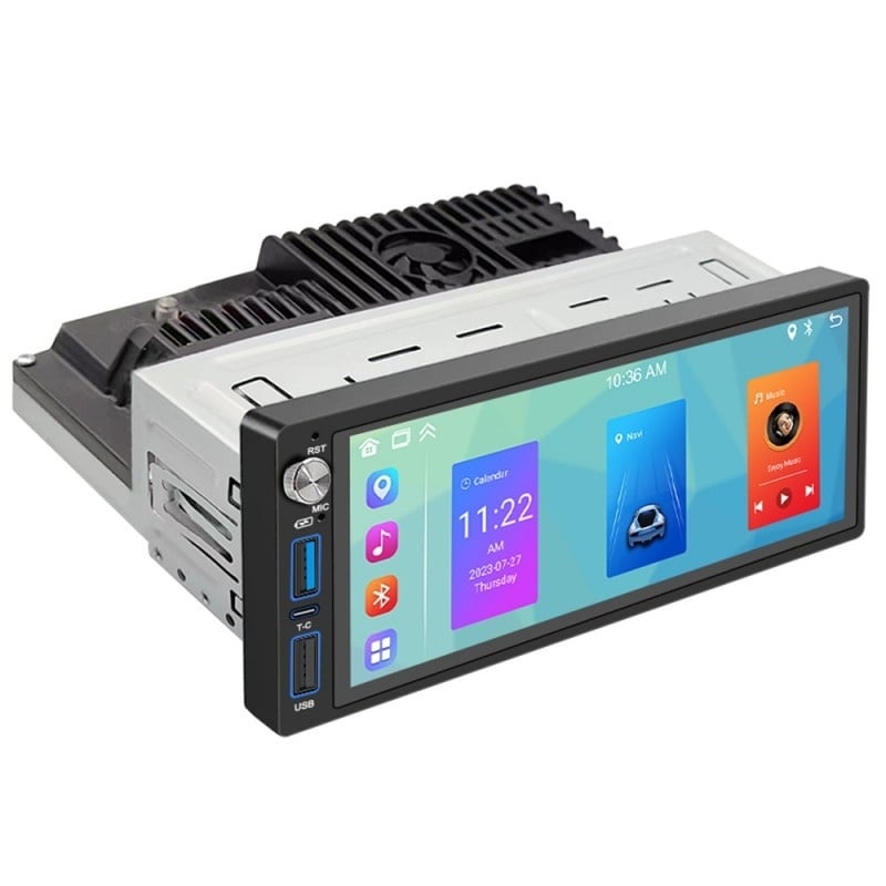 Resigilat MP5 Player Auto Techstar® 6087, Ecran 6.86 Inch, 1280x480P, DC 12V, Compatibil Apple Carplay/Android Auto, Bluetooth, Mirror Link, 2 x USB, Negru