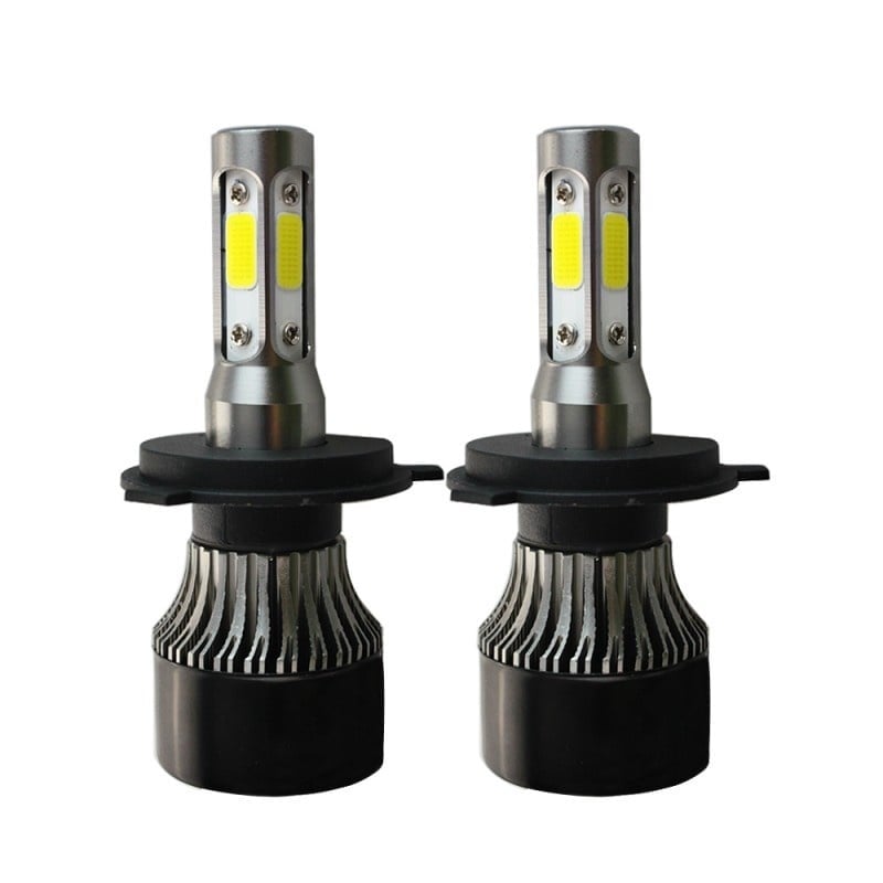 Resigilat Set 2 LED-uri Auto Techstar® S4, H4, 40w, 4000 Lumeni, 6500K, AUTO, 12-24 Volti, COB, Canbus, Radiator Aluminiu