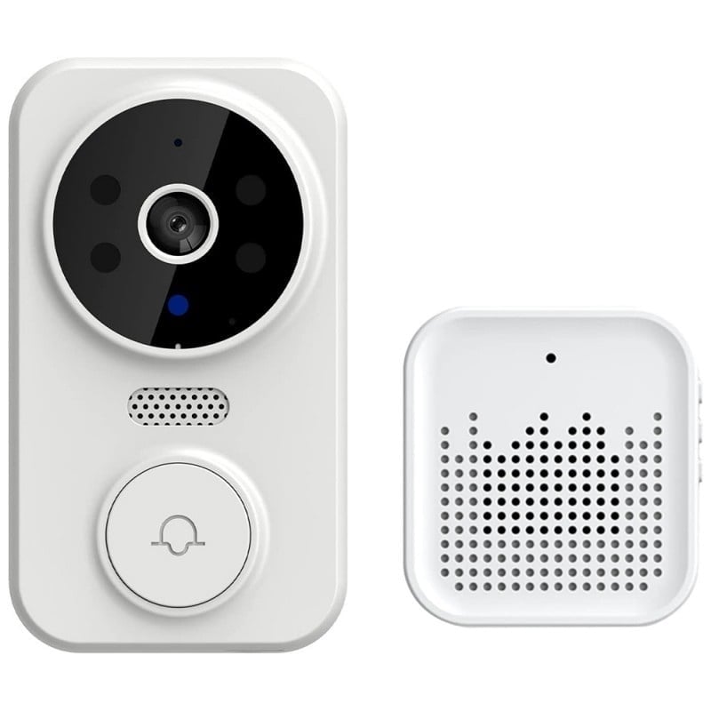 Resigilat Sonerie inteligenta Techstar® M8 Tuya, 1080P, 2.4G WIFI , 800 mAh, DC5V/2A, Vizibilitate nocturna, IP 65, Alb