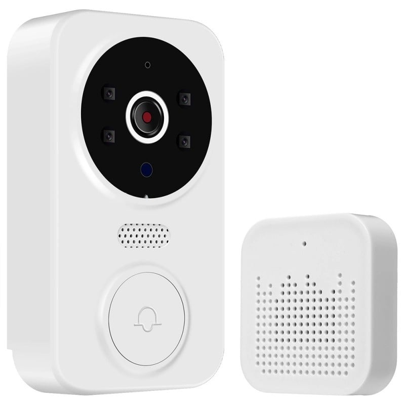 Resigilat Sonerie inteligenta Techstar® M8 Tuya, 1080P, 2.4G WIFI , 800 mAh, DC5V/2A, Vizibilitate nocturna, IP 65, Alb