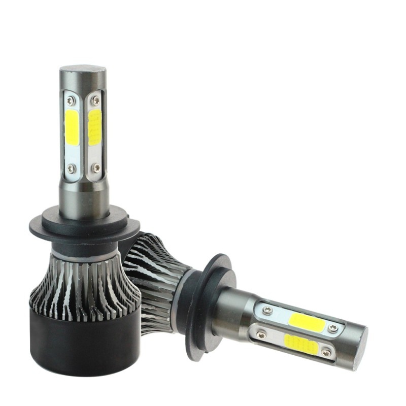 Set 2 LED-uri Auto Techstar® S4, H7, 40w, 4000 Lumeni, 6500K, AUTO, 12-24 Volti, COB, Canbus, Radiator Aluminiu - 1 | YEO