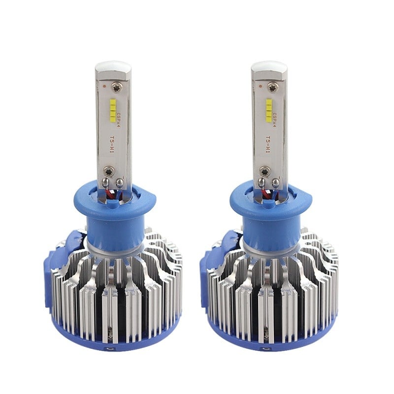 Set 2 LED-uri Auto Techstar® T1, H1, 35w, 8000 Lumeni, 6000K, AUTO, 12-24 Volti, CREE, Canbus, Radiator Aluminiu