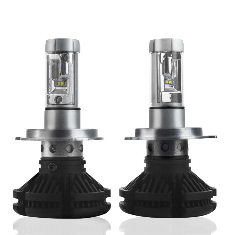 Set 2 LED-uri Auto Techstar® X3, H4, 25w, 3000 Lumeni, 3000K/6500K/8000K, AUTO, 12-24 Volti, ZES, Canbus, Miez Cupru, Radiator Aluminiu - 1 | YEO