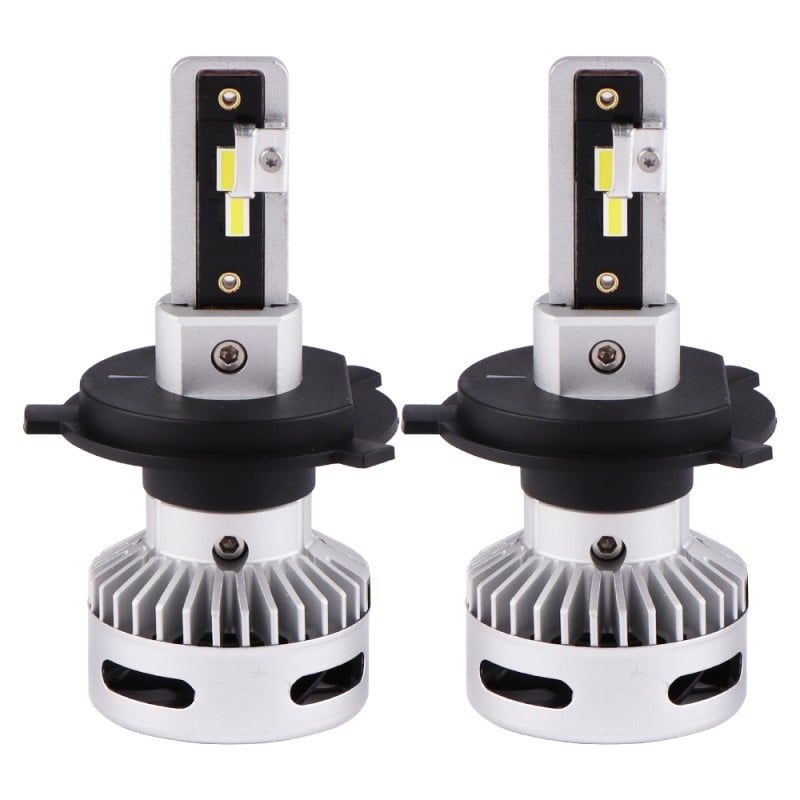 Set 2 LED-uri Auto Techstar® X7, H4, 60w, 6000 Lumeni, 6500K, AUTO, 12-24 Volti, CSP, Canbus, Miez Cupru, Radiator Aluminiu