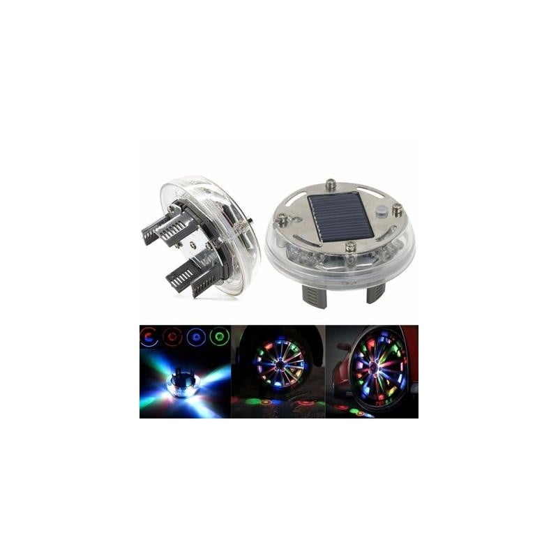 SET COMPLET 4 Capacele Jante Auto LED MULTICOLOR CU INCARCARE ENERGIE SOLARA TUNING