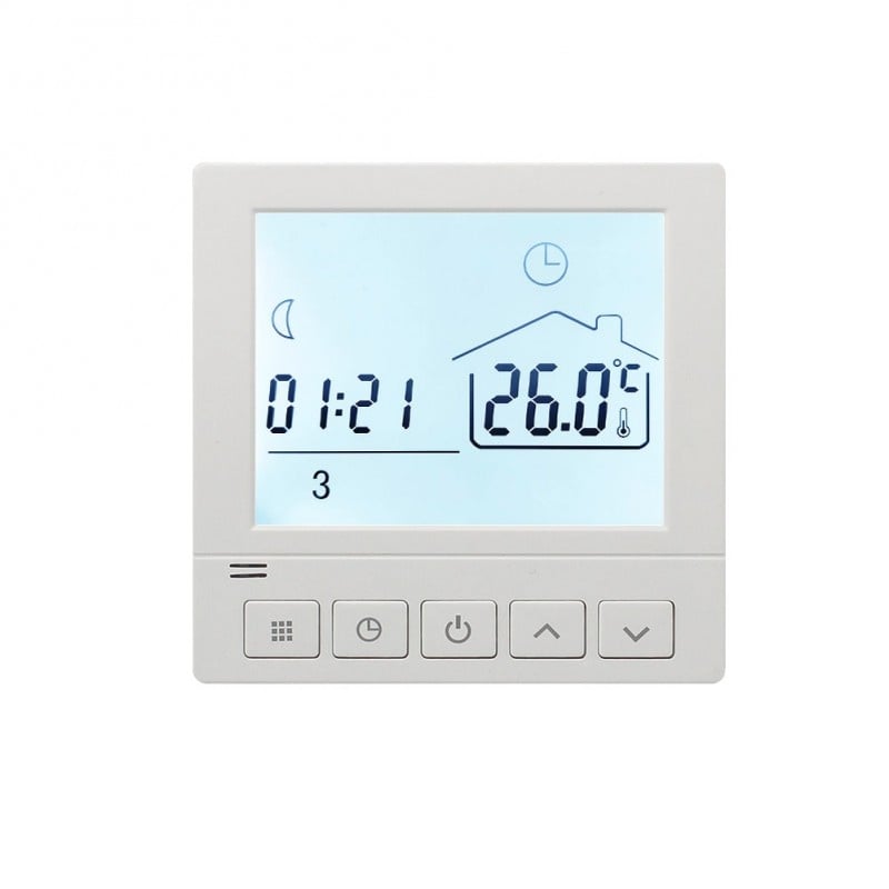 Termostat Techstar® TH-8, Ecran Digital, Incastrabil, 16A, 3500W, Alimentare 220V, Senzor Pardoseala, Alb - 3 | YEO