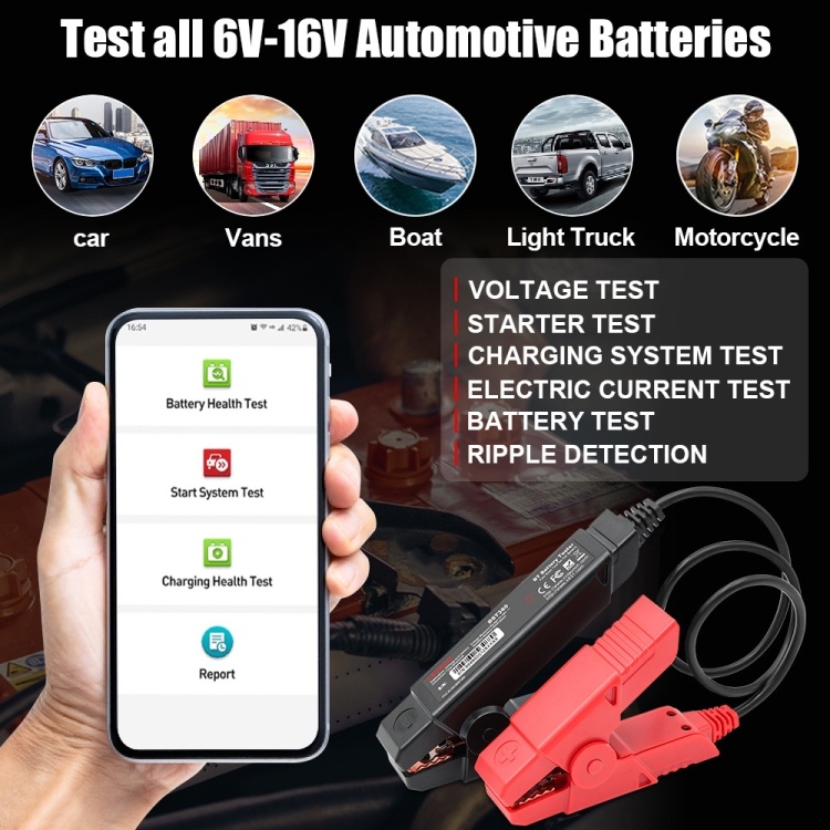 Tester Baterie Auto LAUNCH X431 BST360, 6V si 12V, Bluetooth 5.0, Testare Tensiune, Pornire la Rece, Rezistenta, Stadiu Incarcare, ACID/AGM/EGL/EFB, Compatibil Android si iOS - 2 | YEO