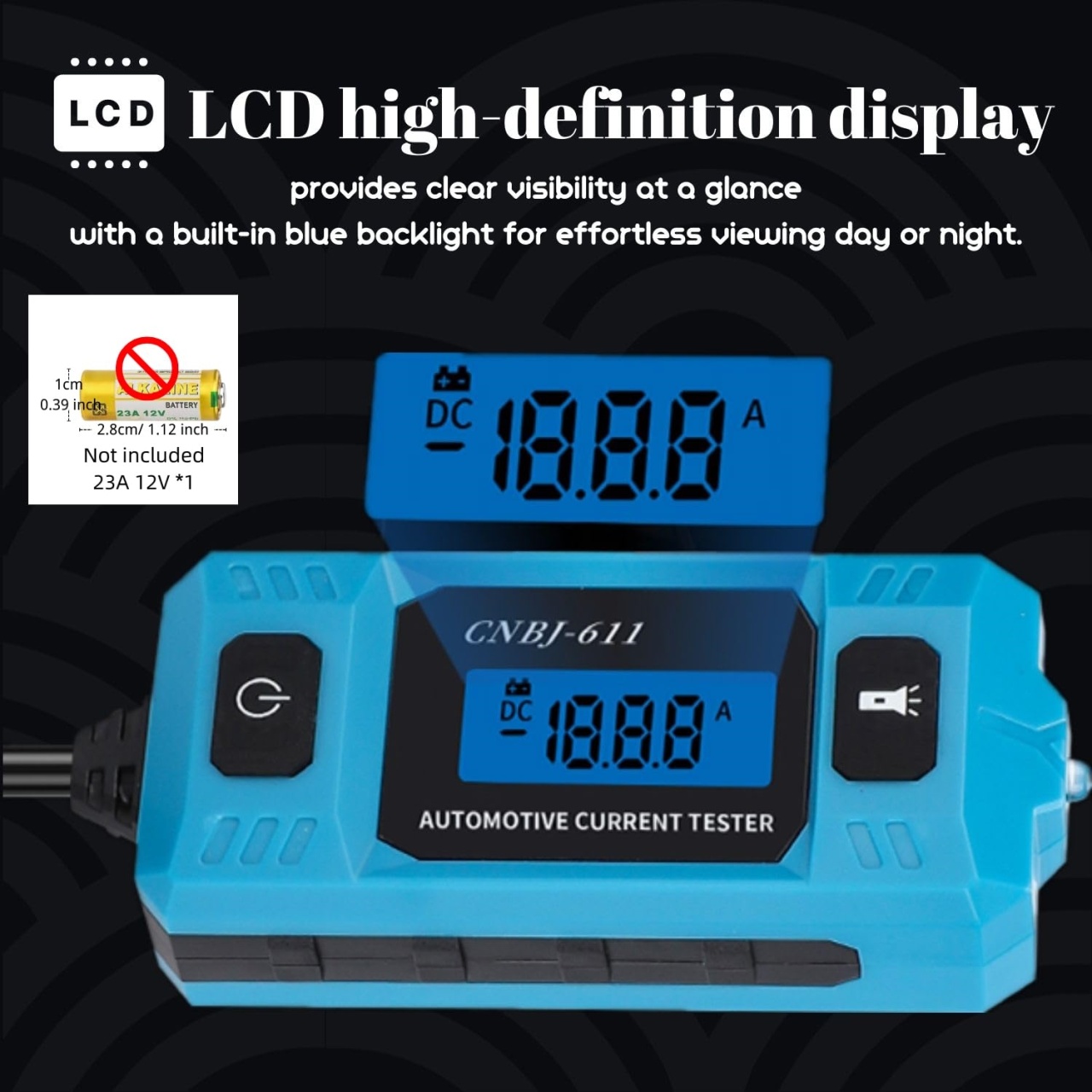 Tester Curent Auto Techstar® CNPJ-611, Cu Afisaj LCD Iluminat, Detectie Sigurante, Precizie ±2% - 2 | YEO