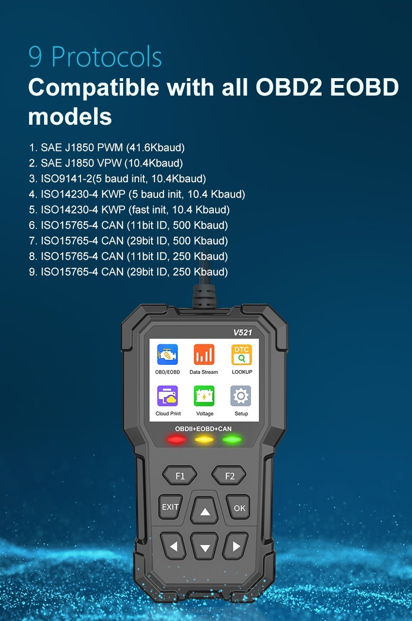 Tester Diagnoza Multimarca Techstar V521, Scanner OBD2 EOBD CAN, Citeste peste 4000 coduri eroare, ARM 32-bit Cortex-M3 - 2 | YEO